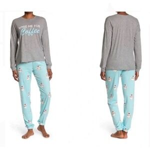 NWT Cozy Zoe S Long Sleeve Wake Me for Coffee Pajama Set 92104